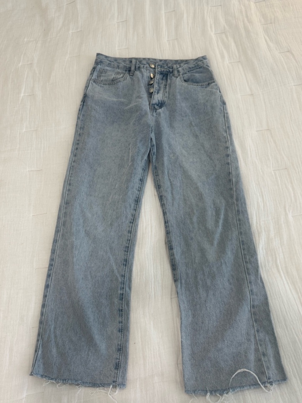 Princess Polly Button-Fly Wide-Leg Jeans in Light Blue